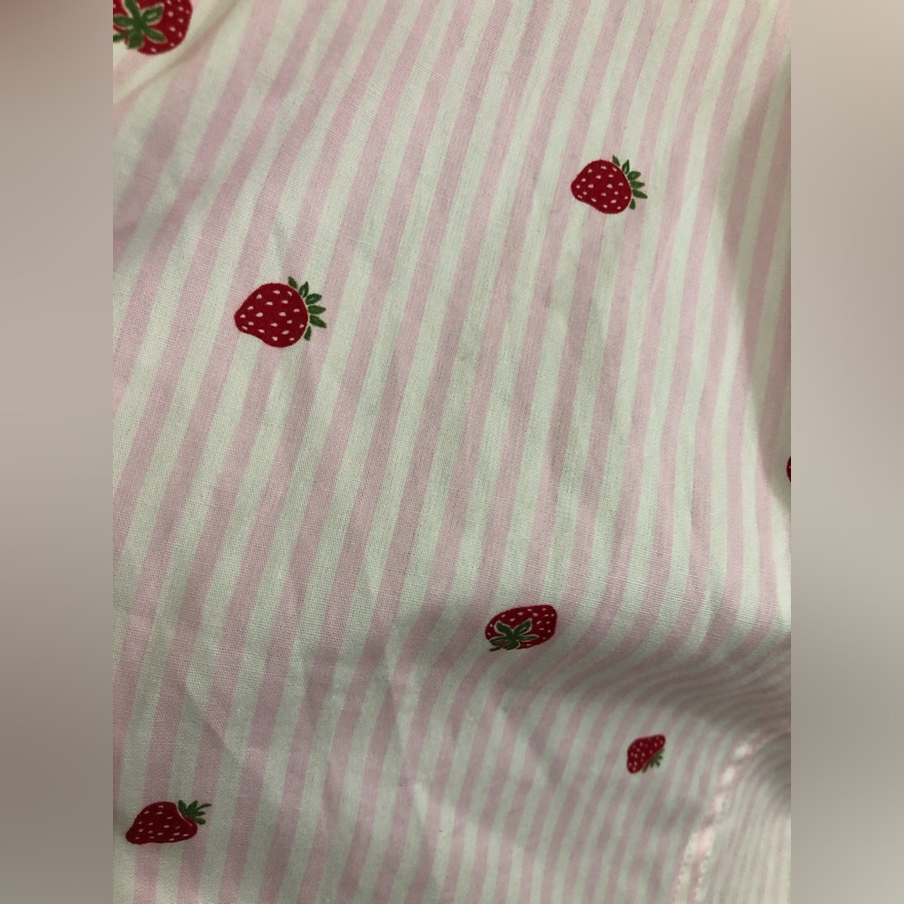 Nine West pink white striped strawberry button down menswear shirt size large - Picture 8 of 16